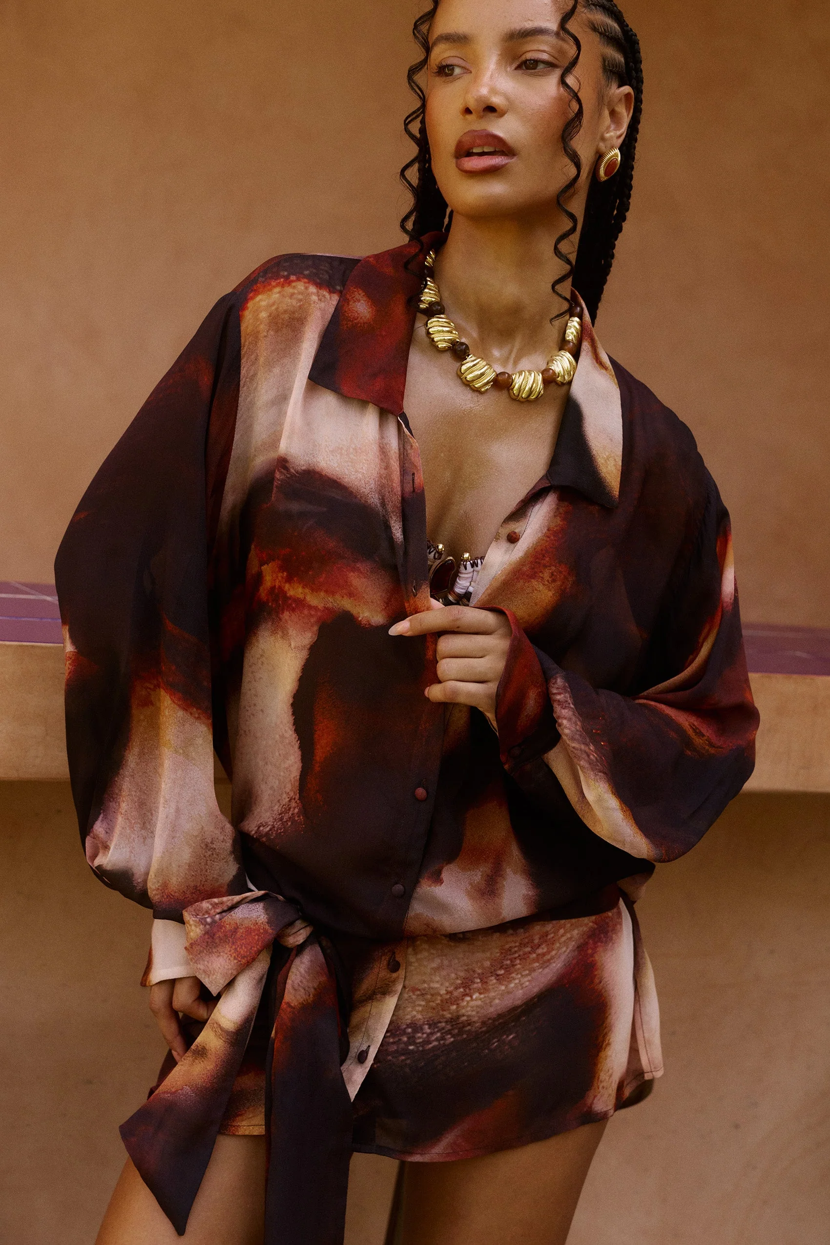 Melia Shirt Dress in Sarabi - Image 4